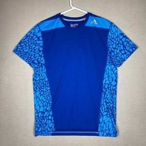 Adidas Shirt Adult Large Blue Techfit Short Sleeve Climalite‎ Performance Mens